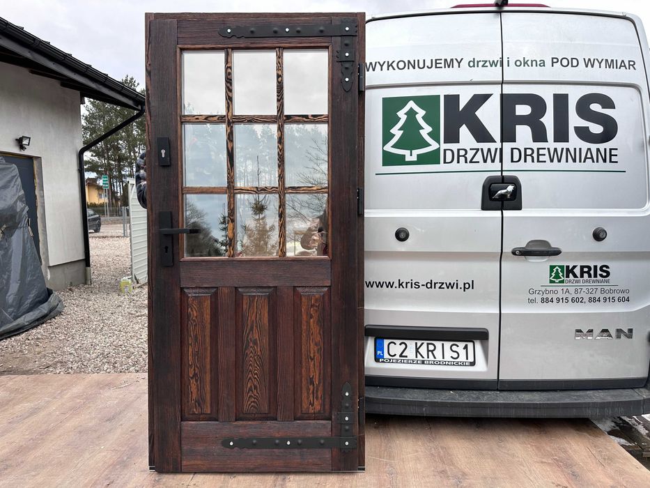 Drzwi zewnętrzne drewniane OD RĘKI postarzane Efekt starego drewna
