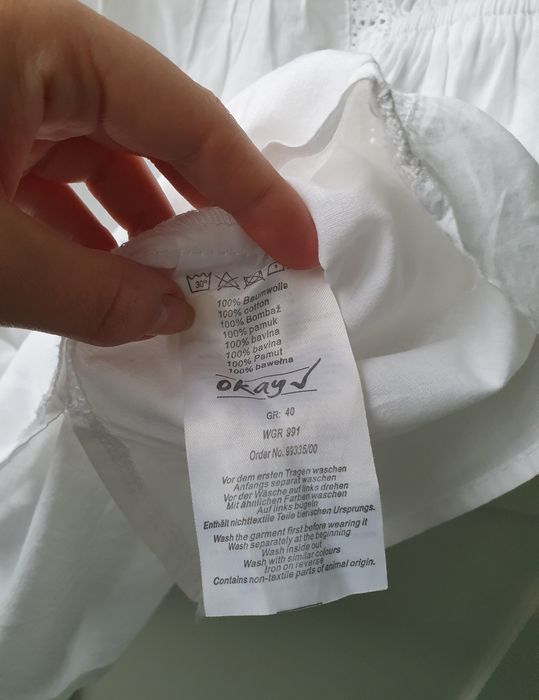 Biała bluzka krótki rękaw Okay 40 L koronka