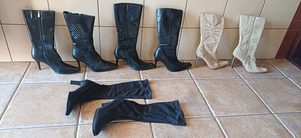 Buty zimowe damskie skórzane.