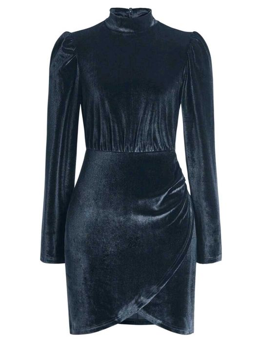 Vestido veludo azul escuro