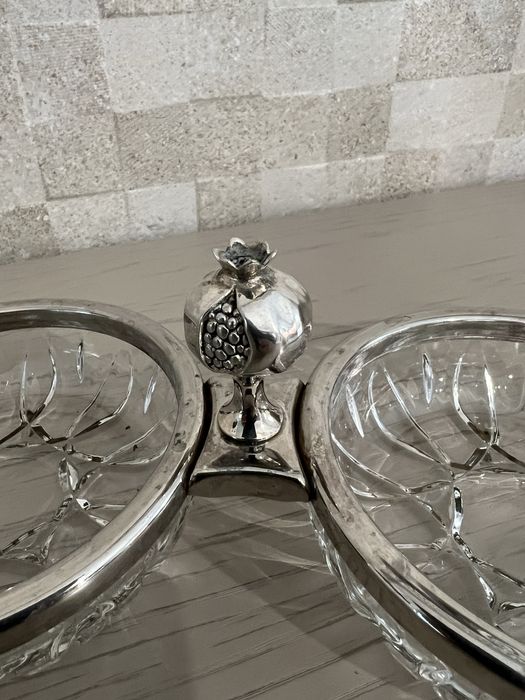 Taca cristal e  metal para aperitivos