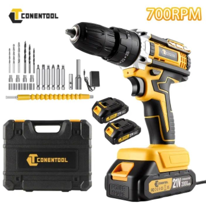 Wkrętarka Conentool 2x aku 21V 2000mAh Ładowarka Walizka 24 akcesoria