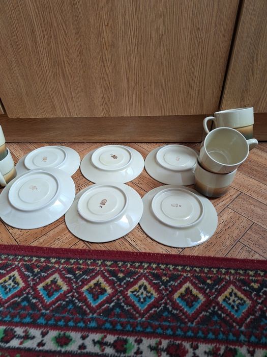 PRL Porcelit Tułowice komplet do kawy 6 filiżanek i 6 talerzyków