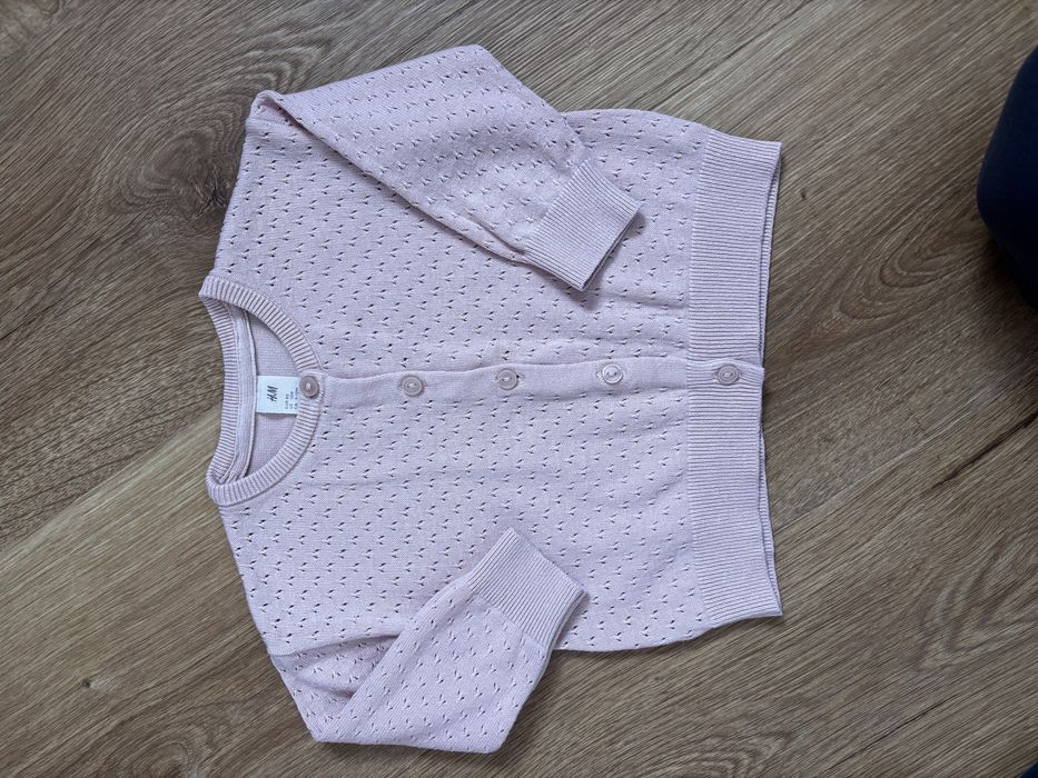 H&m 80 sweterek ażurowy pudrowy bdb+