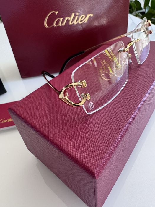 Luksusowe nowe okulary Cartier  bezramkowe