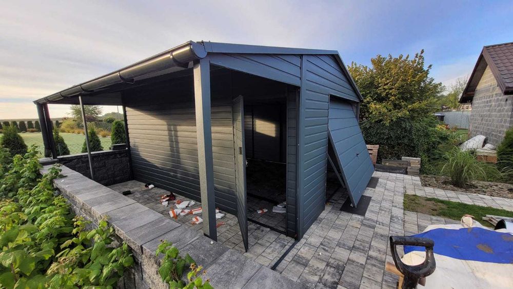 Garaż blaszany, blaszak,drewnopodobny, garaz z wiatą   PRODUCENT