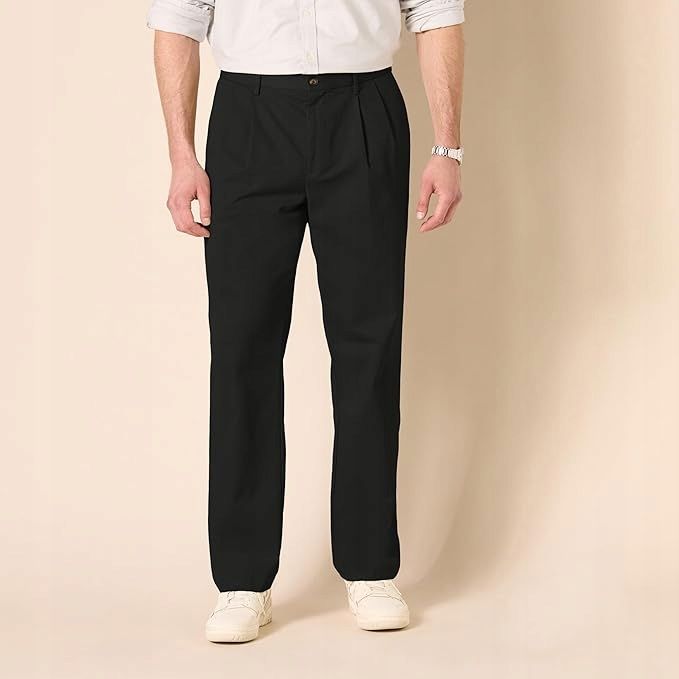 Amazon essentials czarne spodnie chinos proste na co dzień 54/34 6fa