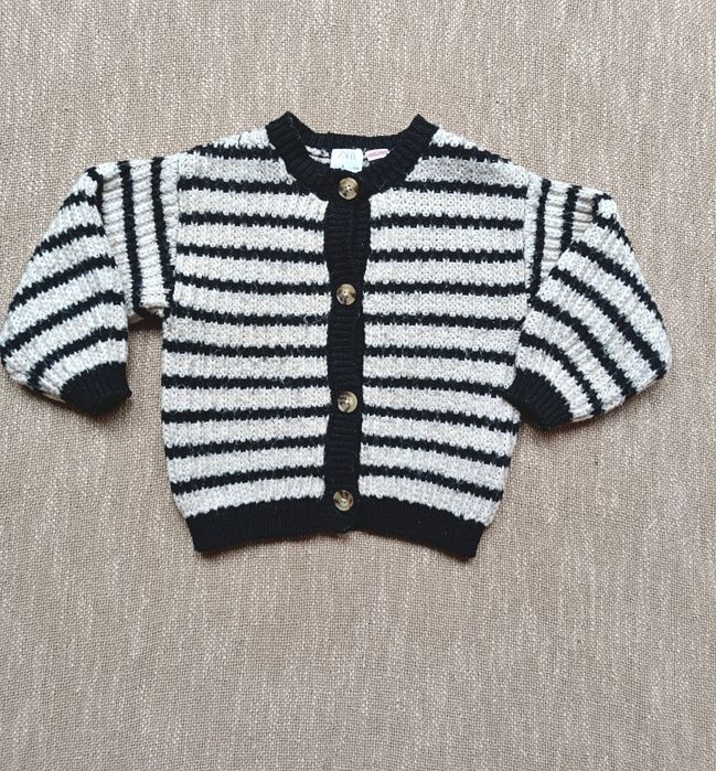 Sweter rozpiy/kardigan dziewczęcy w paski Zara rozmiar 104cm,