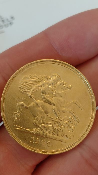 Moeda Ouro 5£ Libras Eduardo VII 1902