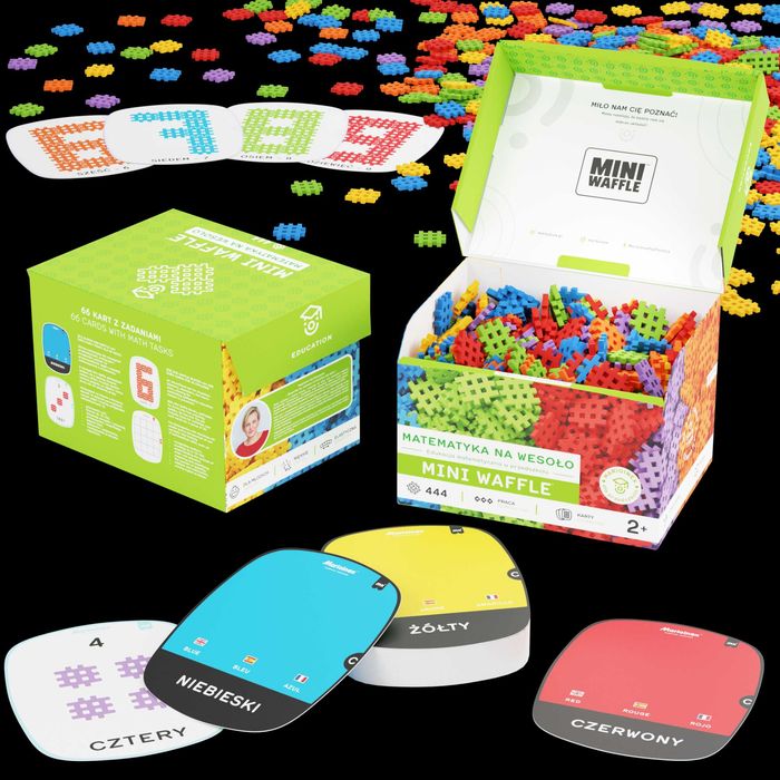 MARIOINEX 906293 Klocki MINI WAFLE EDU Matematyka na wesoło 444 sztuki