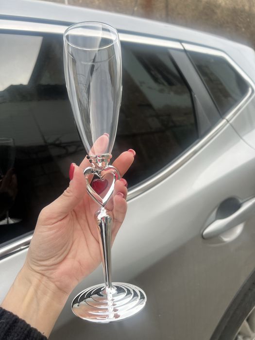 Свадебные  весільні металлические бокалы 2 шт Сердце