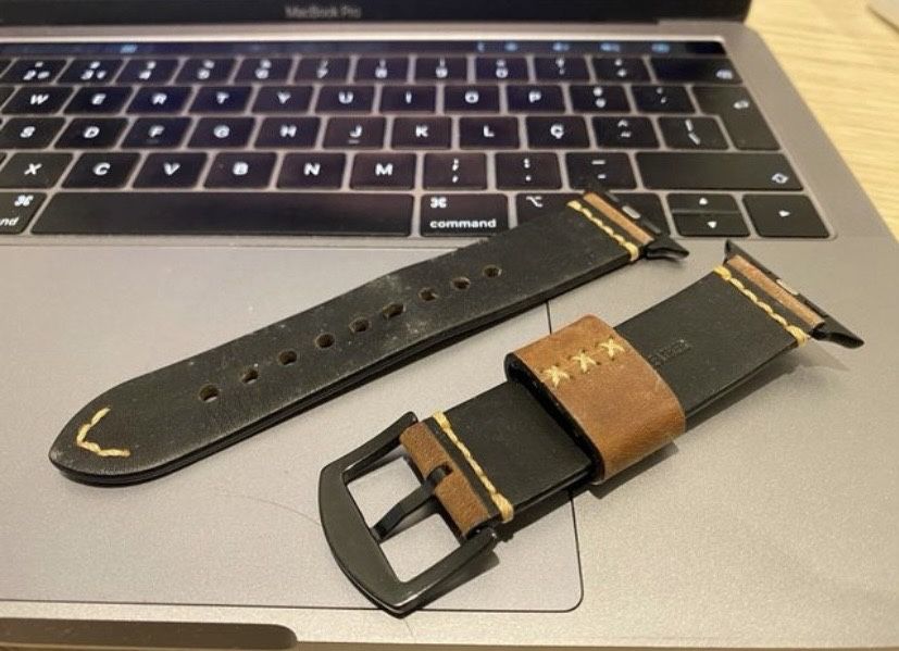 Bracelete applewatch 3 pele castanho