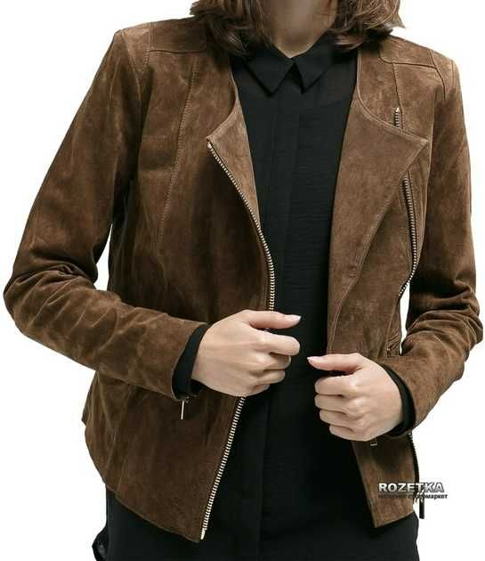 Шкіряна замшева кожанная куртка косуха корричнева mango