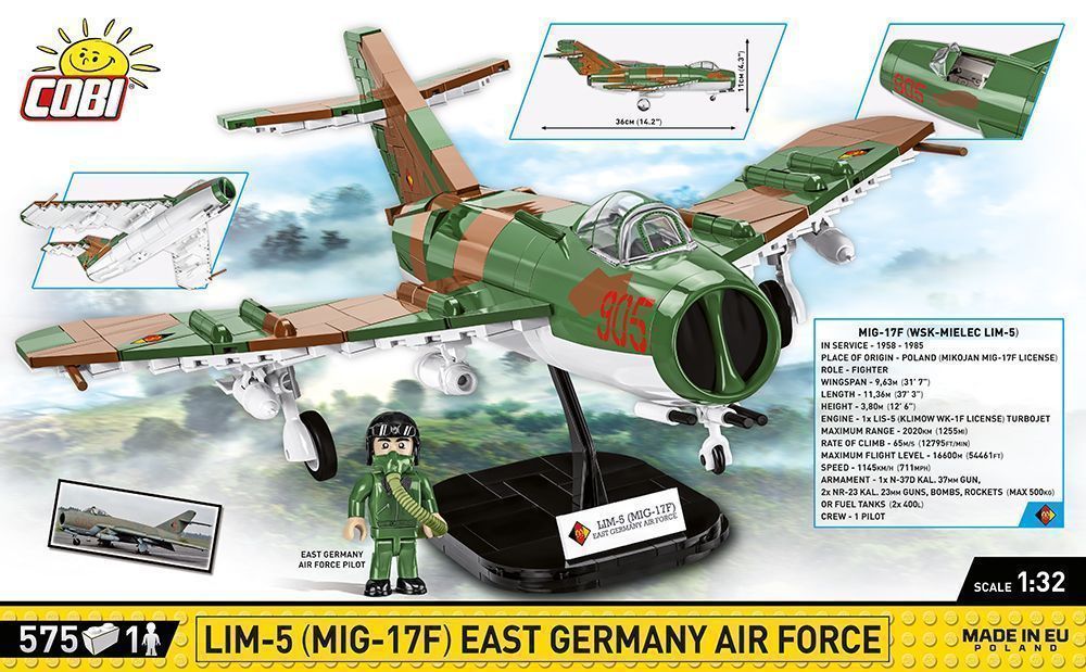 Klocki Cobi 5825 Samolot Lim-5 (Mig-17F) East Germany Air Force 575 El
