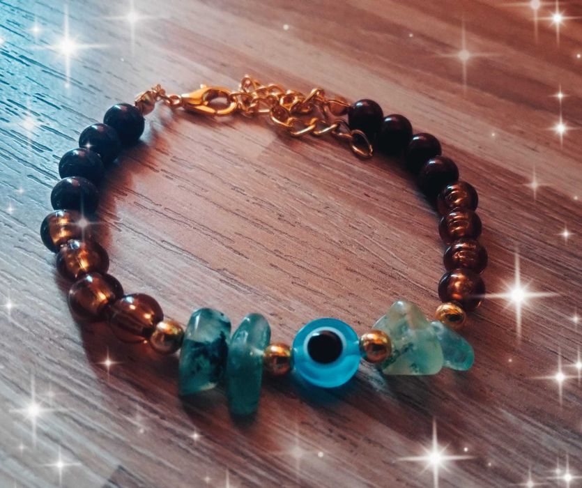 Bransoletka ochronna , oko proroka z naturalnymi kamieniami