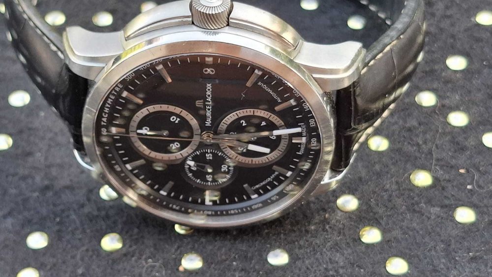 Zegarek Maurice Lacroix Pontos Chronographe Valgranges Czarny/Skóra Ø47 mm