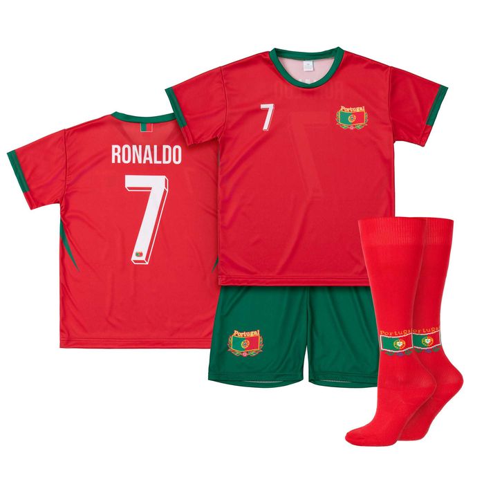 Strój / komplet piłkarski RONALDO PORTUGALIA 7 + getry rozm. 122