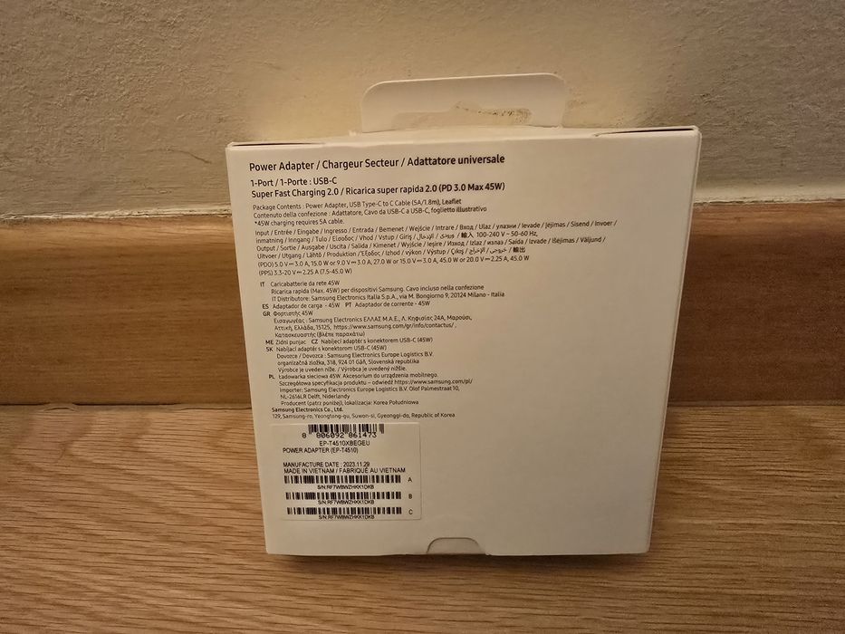 Carregador original Samsung 45w