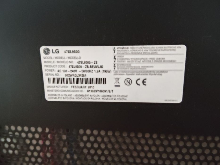 Sprzedam telewizor LG z pilotem cali 47 
Plus dekoder DVB-T do odbioru
