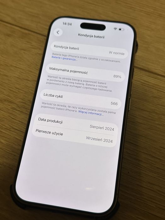 Iphone 16 pro 89% kondycji baterii eSim