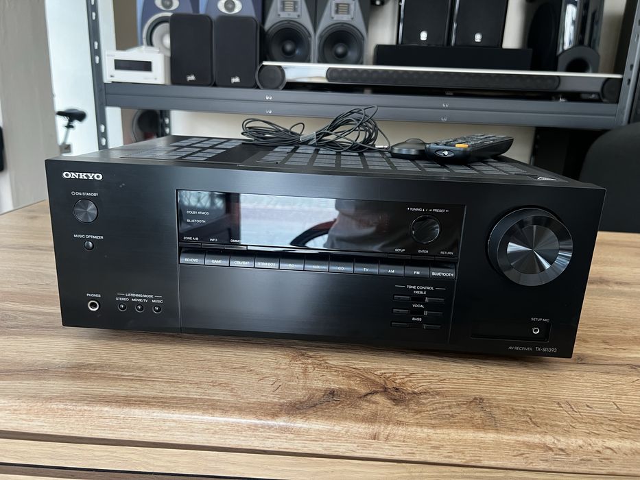 Onkyo TX-SR393 – amplituner kina domowego 5.2 | 4K HDR | Dolby Atmos | Pilot + mikrofon