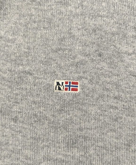 Męski Sweter Półgolf Dzianinowy Wełniany Szary Napapijri |R. XL