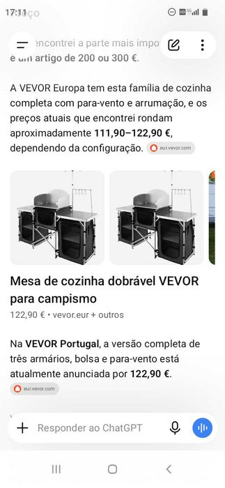 Cozinha Campismo 122€. Oportunidades
