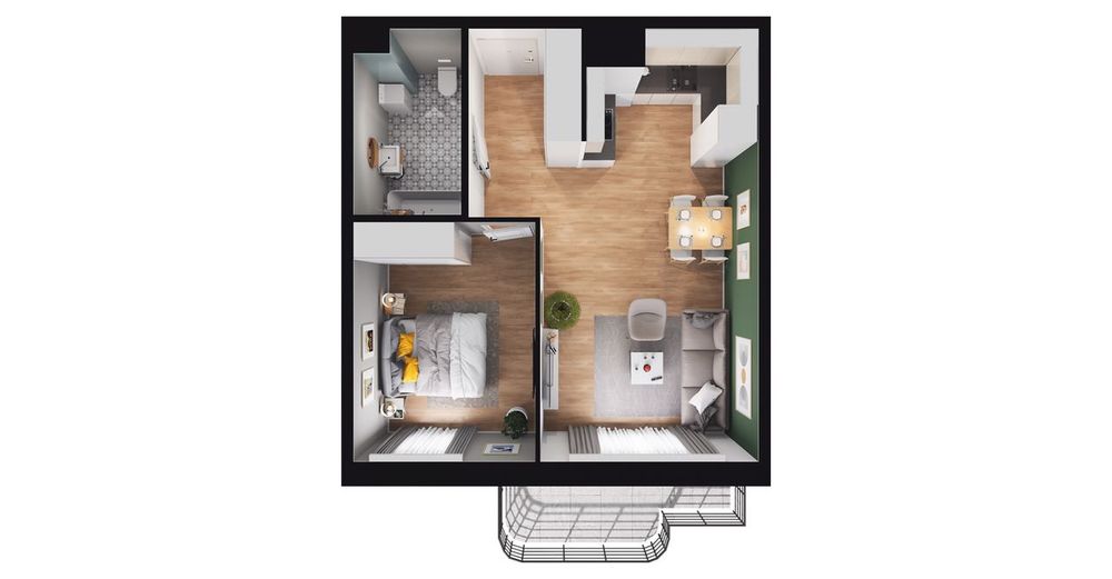 2-pokojowe mieszkanie 43m2 + balkon