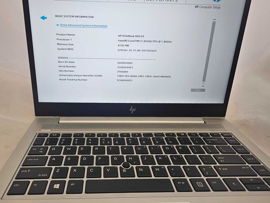 Laptop HP EliteBook 840 G5/i7 8650U/8GB/256GB nvme/LTE/Bioskomp Gwarancja