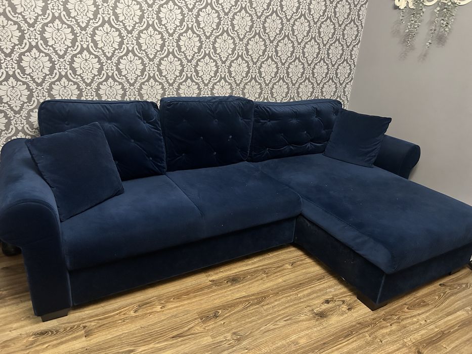 Narożnik welurowy granatowy black  red white