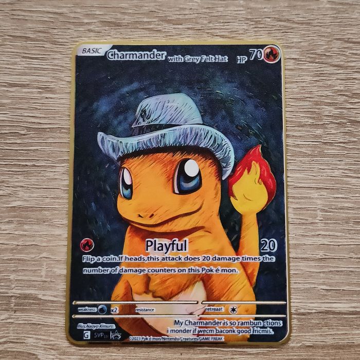 Karta Pokemon Metalowa Złota Charmander