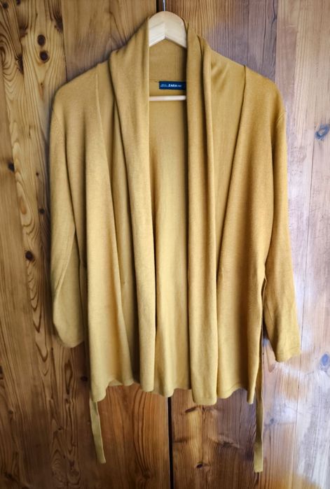 Zara S 36 M 38 kardigan narzutka wiązany miodowy