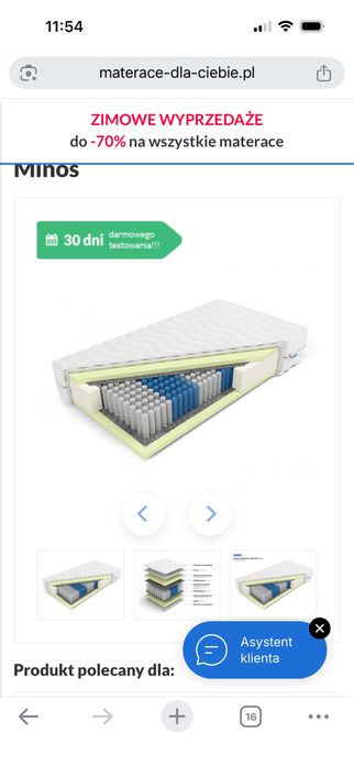 Sprzedam materac 120x200cm Minos