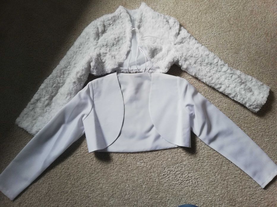 Suknia komunijna, 2 bolerka, torebka, wianek, rękawiczki 134