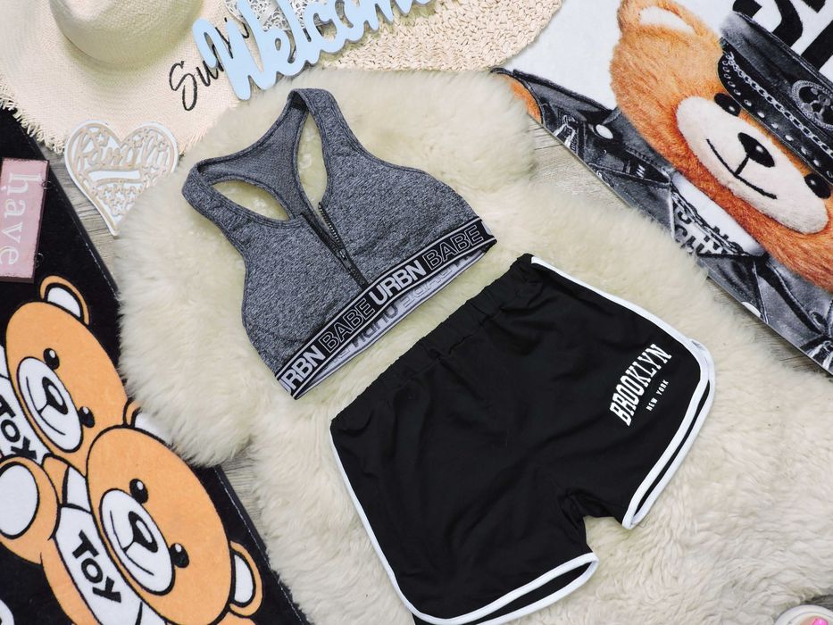 Urban biustonosz sportowy top push up + szorty S