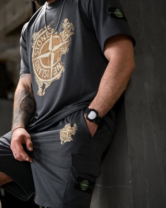 Літній комплект Stone Island. (сірий, зелений, чорний, кайот)