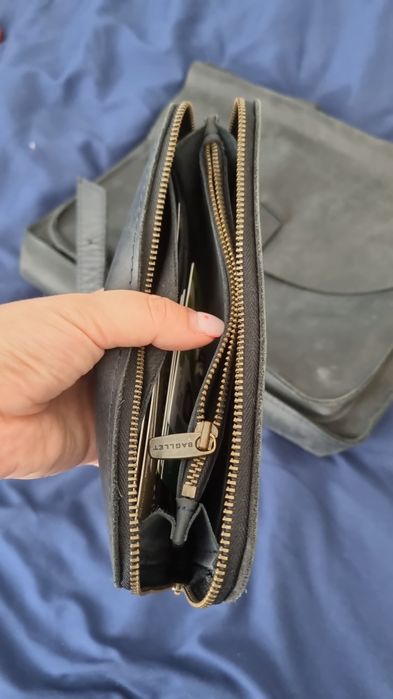 Рюкзак наплічник шкіряний синій під ноутбук 13 + шаманець Bagllet