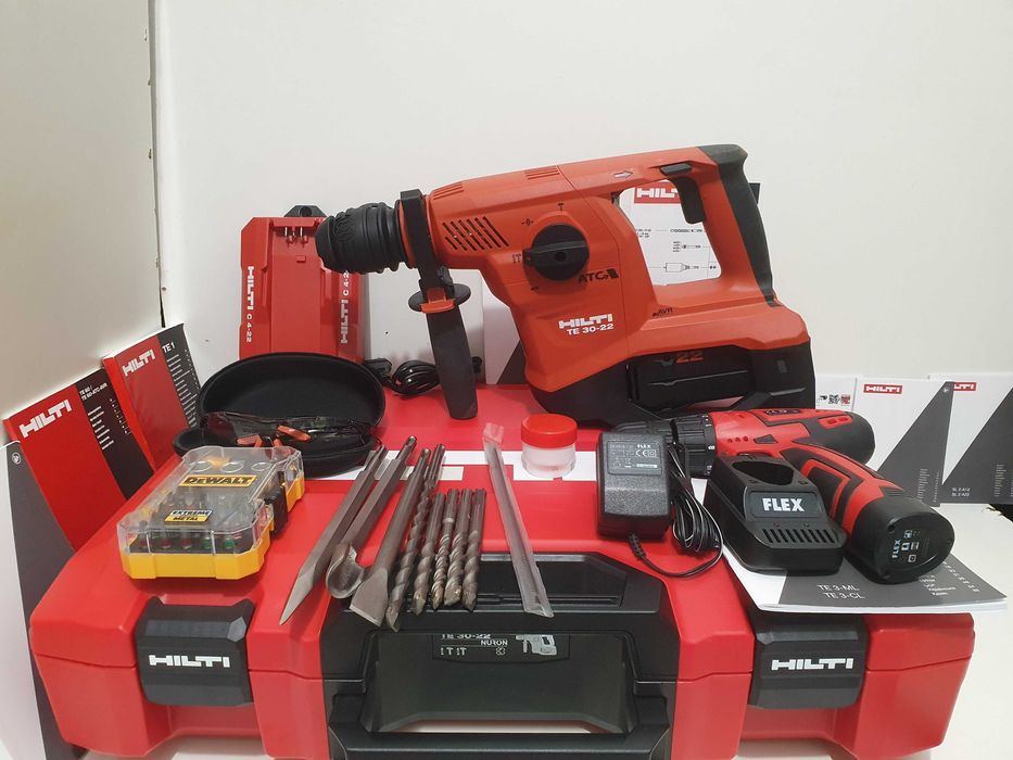 Narzedzia zestaw HILTI TE 30-22 NURON wiertarka+ wkretarka FLEX bity