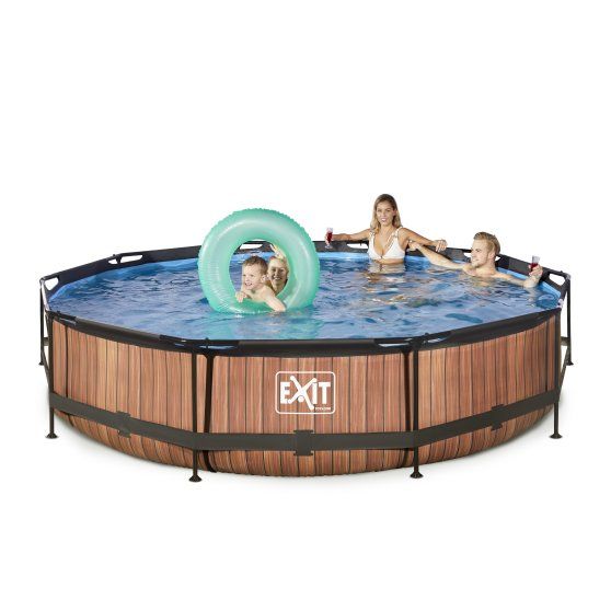 Basen EXIT WOOD brązowy okrągły 360 cm składany + pompa filtrująca