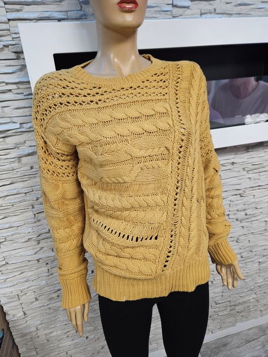 Sweter musztardowy ażurowy Next rozmiar S