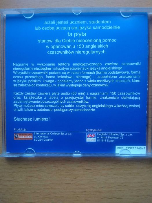 Czasowniki nieregularne nauka angielski - płyta CD