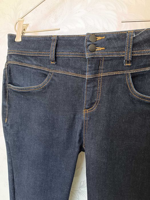 р 14/ євро 42 / 48-50 сині джинси штани стрейчеві вузькі скіні довгі