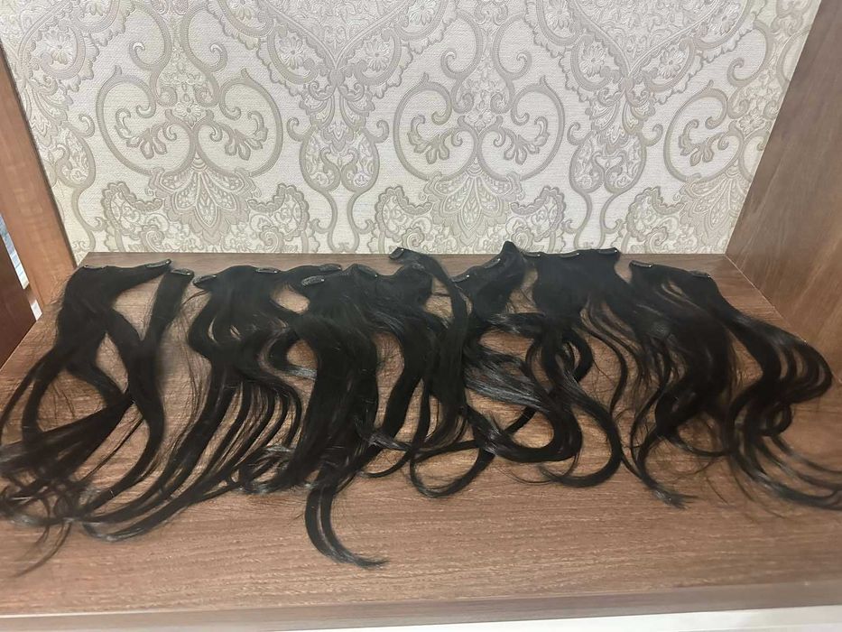 Нарощування волосся Remy Clip-In на заколках чорне 45 см, 120 г, 8 шт.