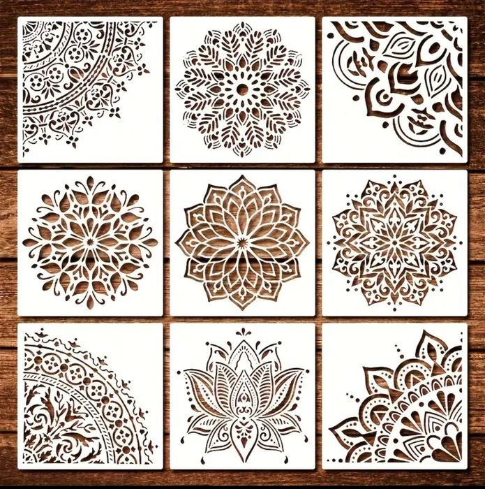 Трафарет Мандала (набір 9шт, 15см *15см)
