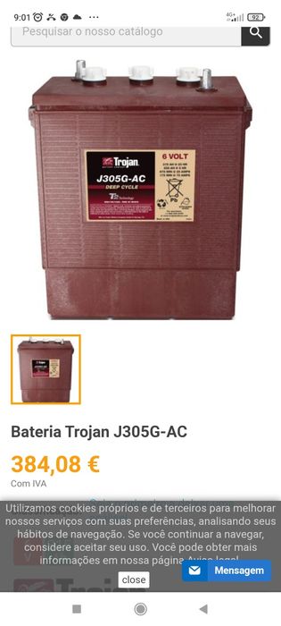 BATERIAS SOLARES DE SUPERIOR QUALIDADE trojan 6 v 390 amp