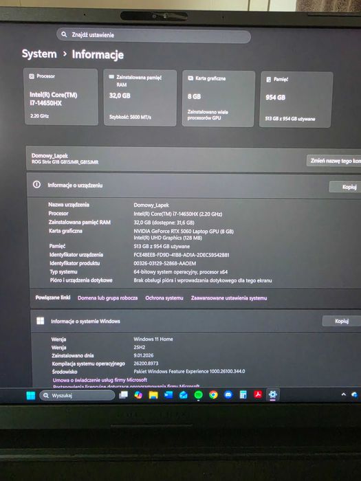ASUS ROG Strix G18  i7-14650HX/32GB/1TB/RTX5060/240Hz