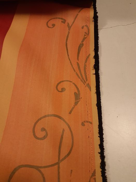 Tkanina obrusowo-zasłonowa żółty/pomarańcz/bordo szer.152 cm.