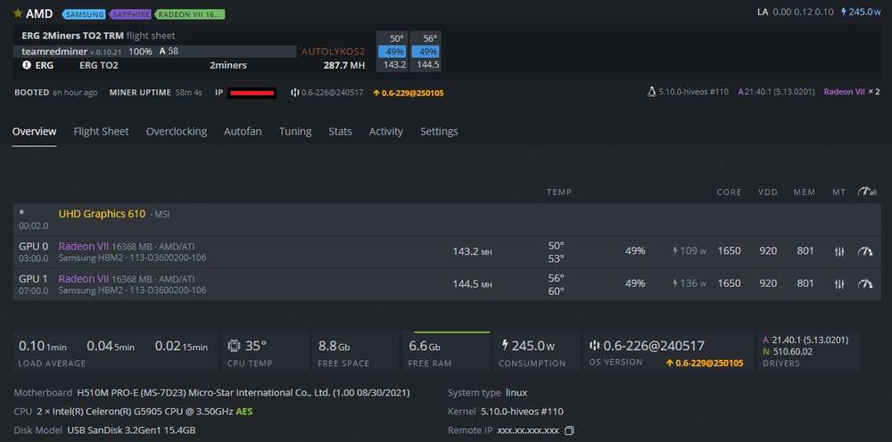 AI / Mining rig com duas Radeon VII - espaço para mais 4 GPUs