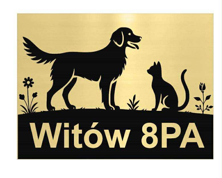 Tabliczka Grawerowana 2w1 uwaga pies + adres, numer domu różne wzory MALTAŃCZYK  golden retriever amstaff cane corso doberman york samoyed
