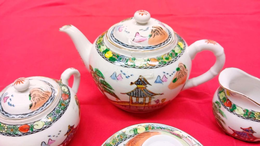Serviço de chá porcelana de Macau